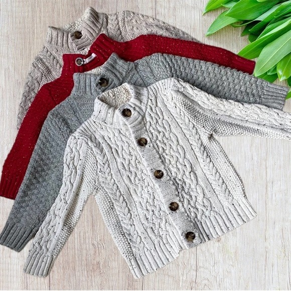 CAT & Jack Sherpa Fleece 4 piece Boy Cable Knit Sweater Multicolored Set Size 2T - Picture 4 of 16